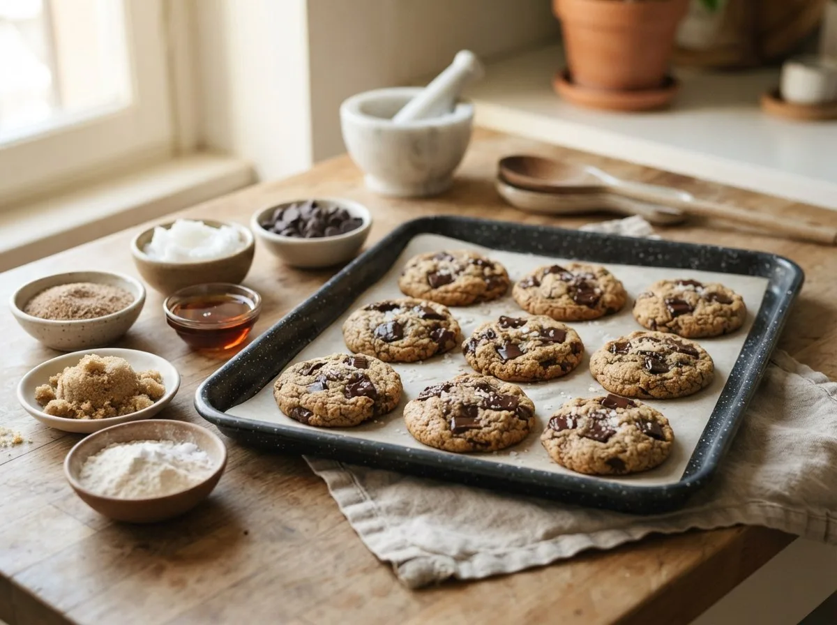 Biscotti vegani al cacao con gocce fondenti